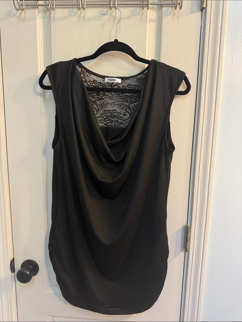 zeagoo Black Lace-Back Cowl-Neck Sleeveless Camisole